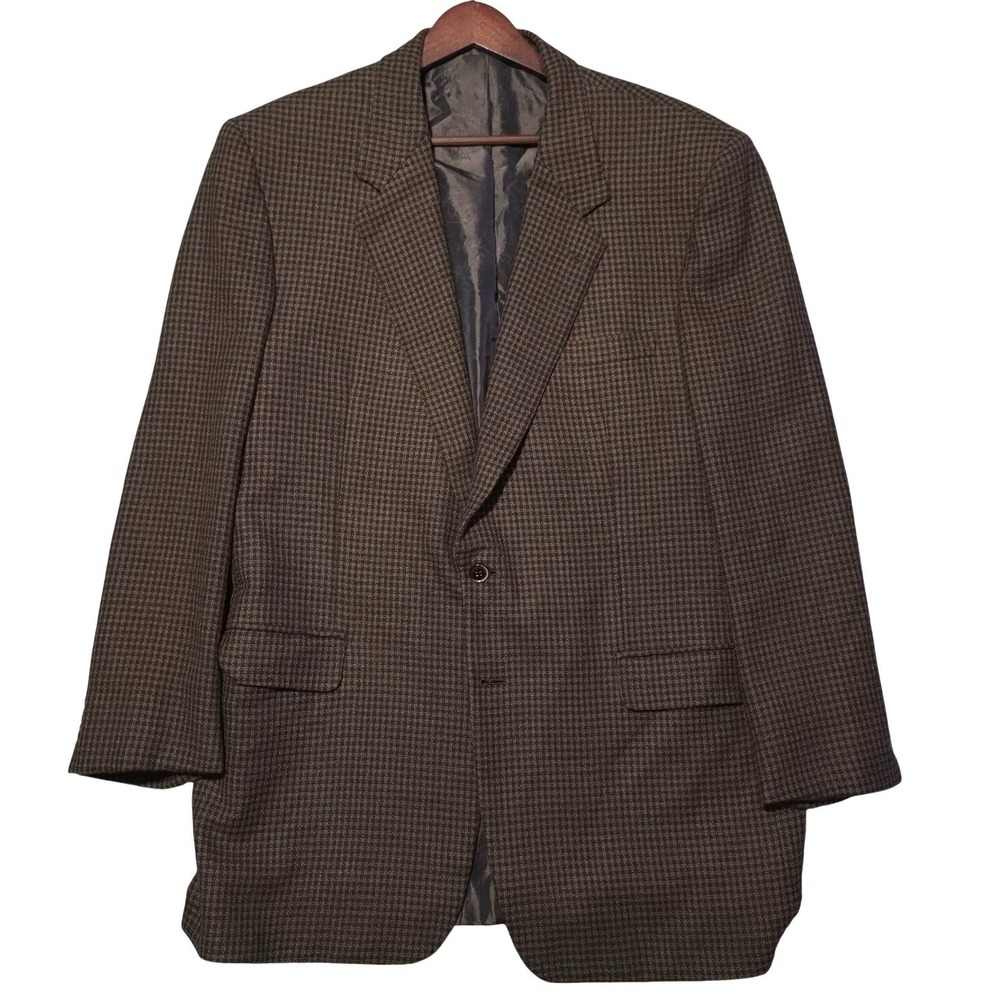 Brioni Roma Mens Brown Houndstooth Wool Sport Coat Blazer Italy 46L 56L